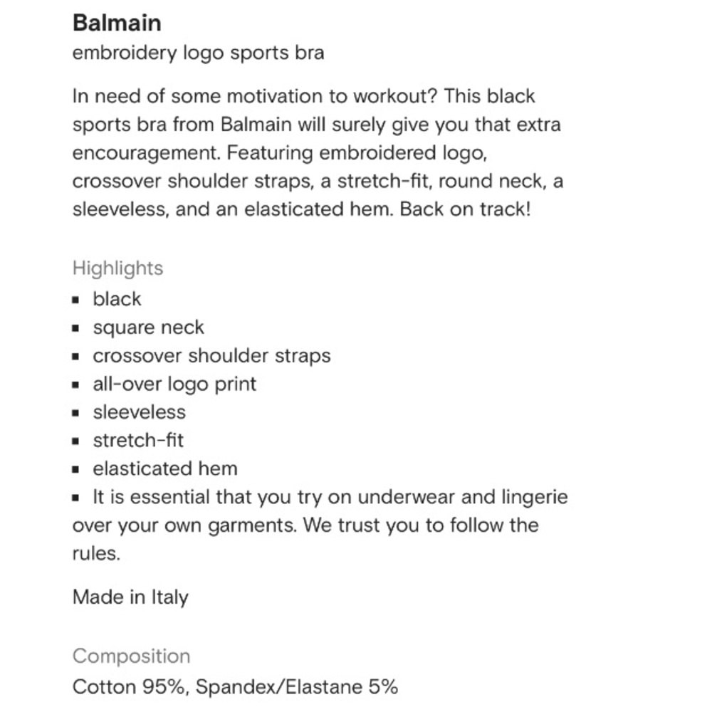 BALMAIN**Black Logo Sportsbra**$225 - Picture 8 of 8